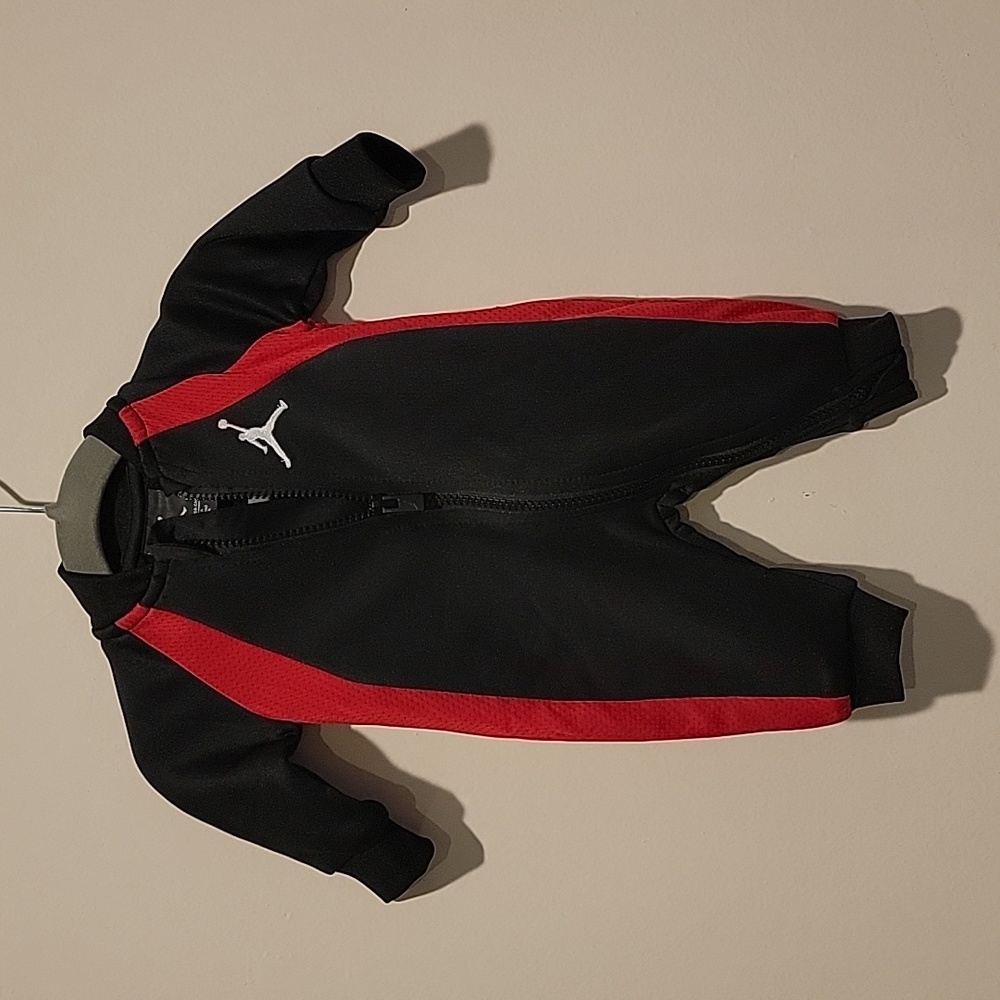 Jordan zip up jumpsuit black and red newborn Baby Adorable jersey suit